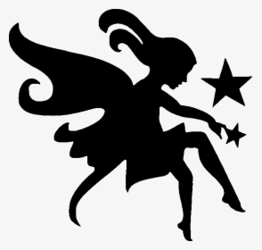 Cool Silhouette Fairy With Stars Tattoo Stencil - Fairy Stencil, HD Png Download, Free Download