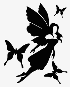 Transparent Fairy Silhouette Png - Fee Avec Papillon, Png Download, Free Download