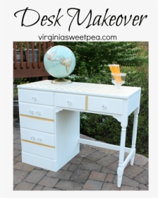 A Desk Gets A Feminine Makeover With White And Gold - End Table, HD Png Download, Free Download