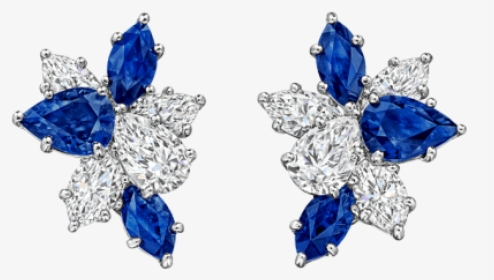 Winston™ Cluster By Harry Winston, Sapphire And Diamond - Sapphire Harry Winston Earrings, HD Png Download, Free Download