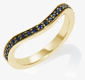 Blue Sapphire Keeper Eternity Ring, 18ct Yellow Gold - Wedding Ring Yellow Gold Black Diamonds, HD Png Download, Free Download