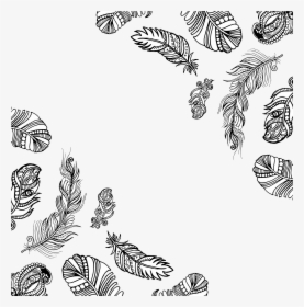 Black And White Feather - White Feather Png Border, Transparent Png, Free Download