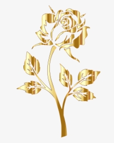 Gold Rose Silhouette No Background - Gold Rose No Background, HD Png Download, Free Download
