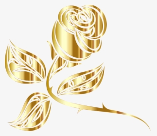 Flower,gold,body Jewelry - Rose Gold Rose Clipart, HD Png Download, Free Download