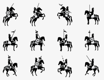Silhouette Cavalry Euclidean Vector - Silhouette Horse With Warrior, HD Png Download, Free Download