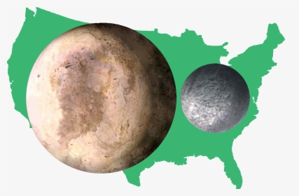 United States With Pluto & Charon - Pluto Compared To Us, HD Png Download, Free Download