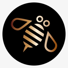 Minimal Bee Or Bumblebee In Copper On A Black Circle - Bee, HD Png Download, Free Download