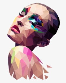 Polygonal, Face, Polygon, Female, Portrait, Women - Woman Polygon, HD Png Download, Free Download