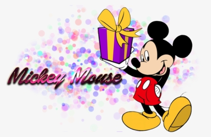 Transparent Mickey Mouse Symbol Png - Mickey Mouse With Gift, Png Download, Free Download