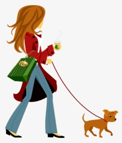 Dog Walker Png Transparent Stock Techflourish Collections - Girl Walking Dog Cartoon, Png Download, Free Download