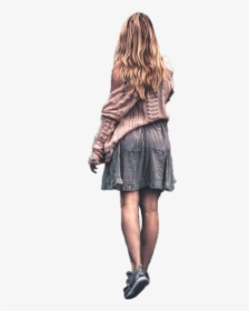 #girl #standing #back #woman #walking - Leather Jacket, HD Png Download, Free Download