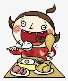 Eating Girl Cartoon Hand Transparent Image And Clipart - Cartoon Eating Png, Png Download, Free Download