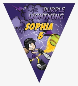 Purple Lightning Triangle Individual Team Pennant - Cartoon, HD Png Download, Free Download
