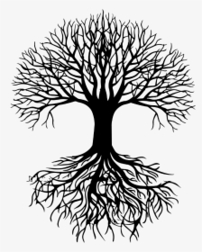 Tree Silhouette Root Clip Art - Tree With Roots Silhouette Png, Transparent Png, Free Download