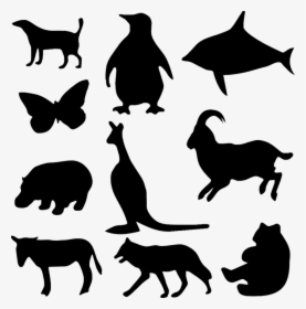 Animal, Bear, Butterfly, Dog, Donkey, Fish, Hippo - Animal Silhouettes Clipart, HD Png Download, Free Download