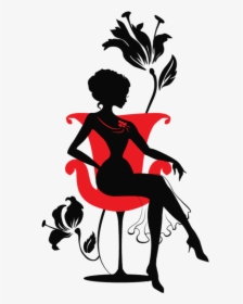 Red Black White House - Silueta De Mujer Sentada, HD Png Download, Free Download