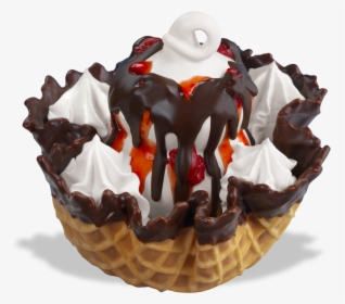 Canasta Waffle Cubierta De Chocolate - Dairy Queen Waffle Bowl, HD Png Download, Free Download