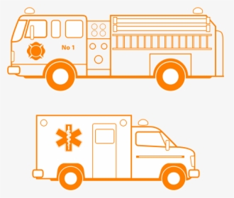 Fire And Ems Vehicles - Ambulance Clipart Black And White, HD Png Download, Free Download