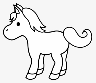 Cute Cartoon Baby Horse - Pony Black And White, HD Png Download, Free Download