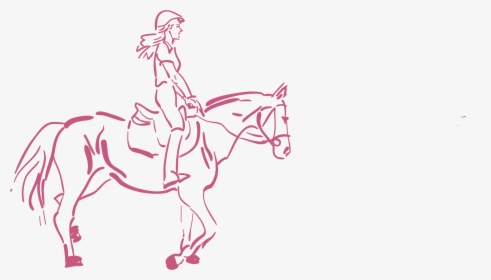 Girl Riding A Horse Clip Arts - Girl Horseback Riding Drawing, HD Png Download, Free Download