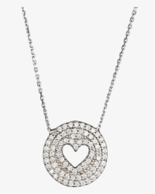 Silver Heart Round Pendant Png Image - Necklace, Transparent Png, Free Download