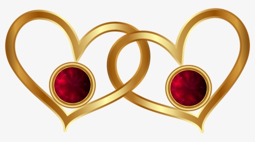 Golden Hearts With Red Diamonds Png Clipart - Gold And Red Heart Png, Transparent Png, Free Download