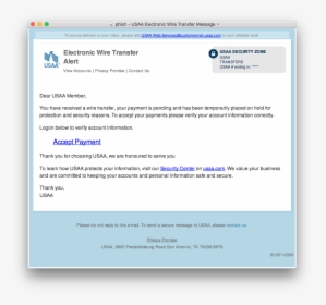 Usaa Phishing Email Example - Usaa, HD Png Download, Free Download
