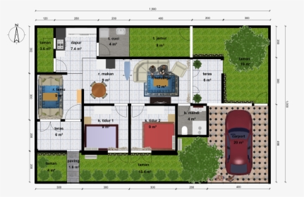 Desain Rumah Minimalis Sederhana 1 Lantai 2 Kamar Tidur - Minimalis Rumah 2 Kamar, HD Png Download, Free Download