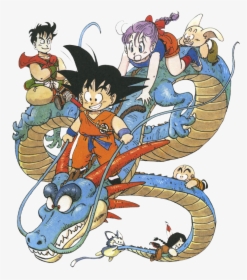 Goku, Shenron, Krillin, Bulma, Upa, Yamcha, And Puar - Akira Toriyama Goku And Shenron, HD Png Download, Free Download