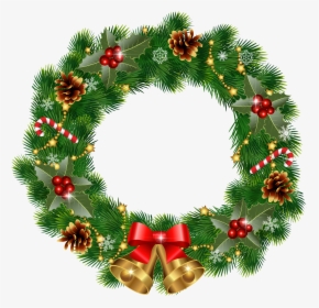 Christmas Wreath With Bells Png Clipart Image - Wreath Clipart Png Christmas Wreath Png, Transparent Png, Free Download