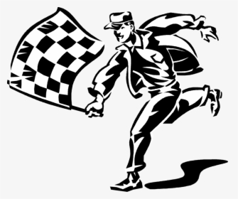 Athlete Vector Racing - Person With Checkered Flag, HD Png Download, Free Download