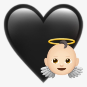 Black Angel Emoji Heart Png, Transparent Png, Free Download