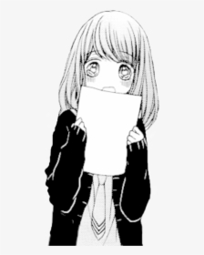 Cute Human Png Girl Black And White - Cute Sad Anime Girl, Transparent Png, Free Download