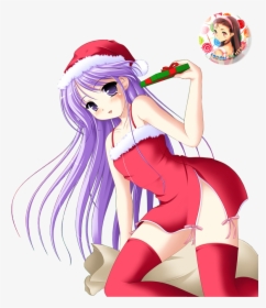 Anime Christmas Girl With Purple Hair, HD Png Download, Free Download