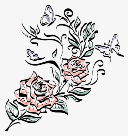 Drawing Line Art Clip Art - Rose Line Drawing Tattoo Hd, HD Png Download, Free Download
