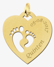 Gold Mom Pendant Heart Shaped With Two Baby Feet - Locket, HD Png Download, Free Download