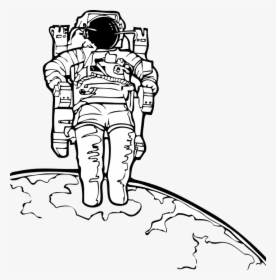 Astronaut, Moon, Space, Spacewalk, Spacesuit, Spaceman - Space Clipart Black And White, HD Png Download, Free Download