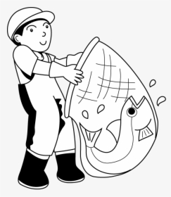 Transparent Fishing Clipart Black And White - Clip Art Black And White Fisherman, HD Png Download, Free Download