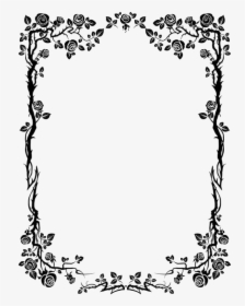 #rose #frame #border #square #rectangle #ivy #thorn - Flower Border Vector Black And White, HD Png Download, Free Download