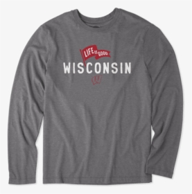 Men"s Wisconsin Pennant Long Sleeve Cool Tee - Long-sleeved T-shirt, HD Png Download, Free Download