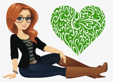 Red Hair Green Heart - Hair Heart Png, Transparent Png, Free Download
