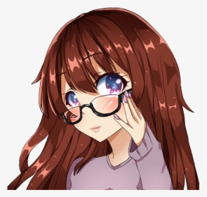 Anime Girl With Glasses By Yaazla - Anime Girl With Brown Hair And Glasses, HD Png Download, Free Download