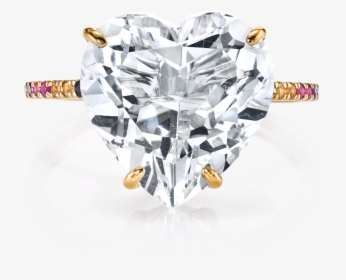 White Topaz And Rainbow Heart Ring - Engagement Ring, HD Png Download, Free Download