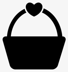 Shopping Or Picnic Basket With A Heart Shape - Silhouette Of Basket, HD Png Download, Free Download