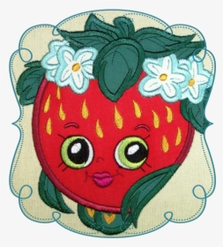Shopkins Strawberry Applique Shopkins Strawberry Embroidery - Cartoon, HD Png Download, Free Download