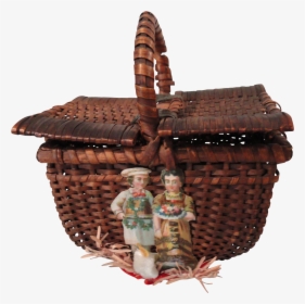 Wicker Picnic Basket With Christmas Decorations - Storage Basket, HD Png Download, Free Download