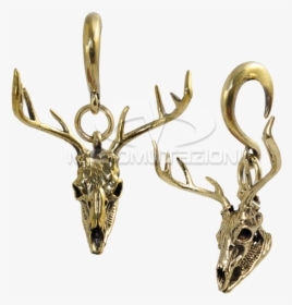 Brass Ear Weight Deer Skull Pendant Ear - Reindeer, HD Png Download, Free Download