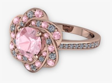 Rose Gold And Pink Diamond Unique Halo Style Ring - Pink Diamond Rose Ring, HD Png Download, Free Download