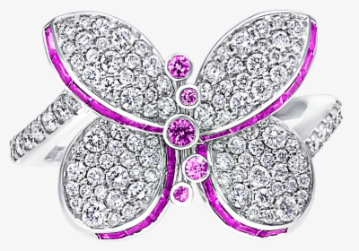 Top View Of A Graff Pink And Purple Sapphire And Diamond - Graff Rings Butterfly, HD Png Download, Free Download