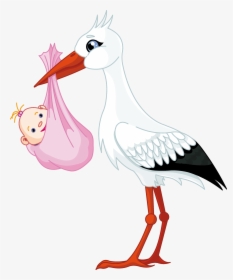 Stork Carrying Baby Girl , Png Download - Stork Baby Png, Transparent Png, Free Download